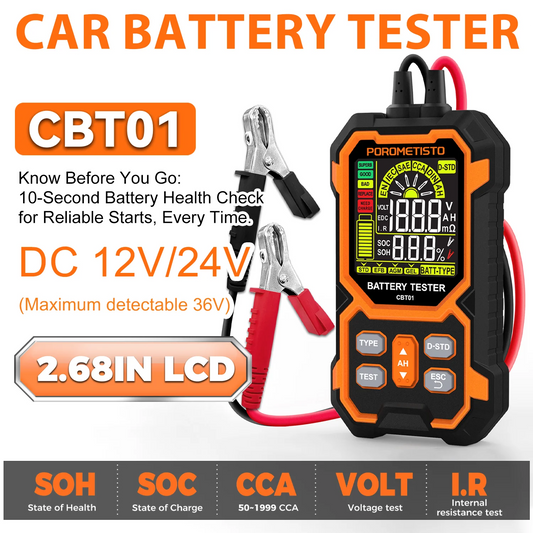 Smart Car Battery Tester 12/24V Digital Car Battery Capacity Tester Analyzer Auto Lead-Acid Batteries Diagnostic Battery Monitor