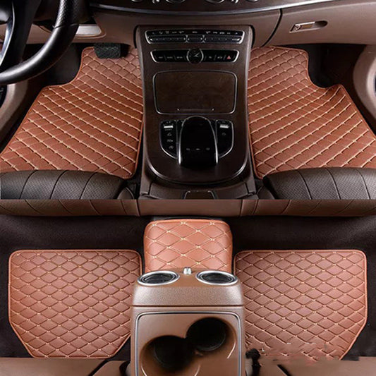 Luxury Quilted Leather Car Floor Mats – Full Coverage, Non-Slip, Universal Fit