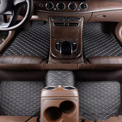 Luxury Quilted Leather Car Floor Mats – Full Coverage, Non-Slip, Universal Fit