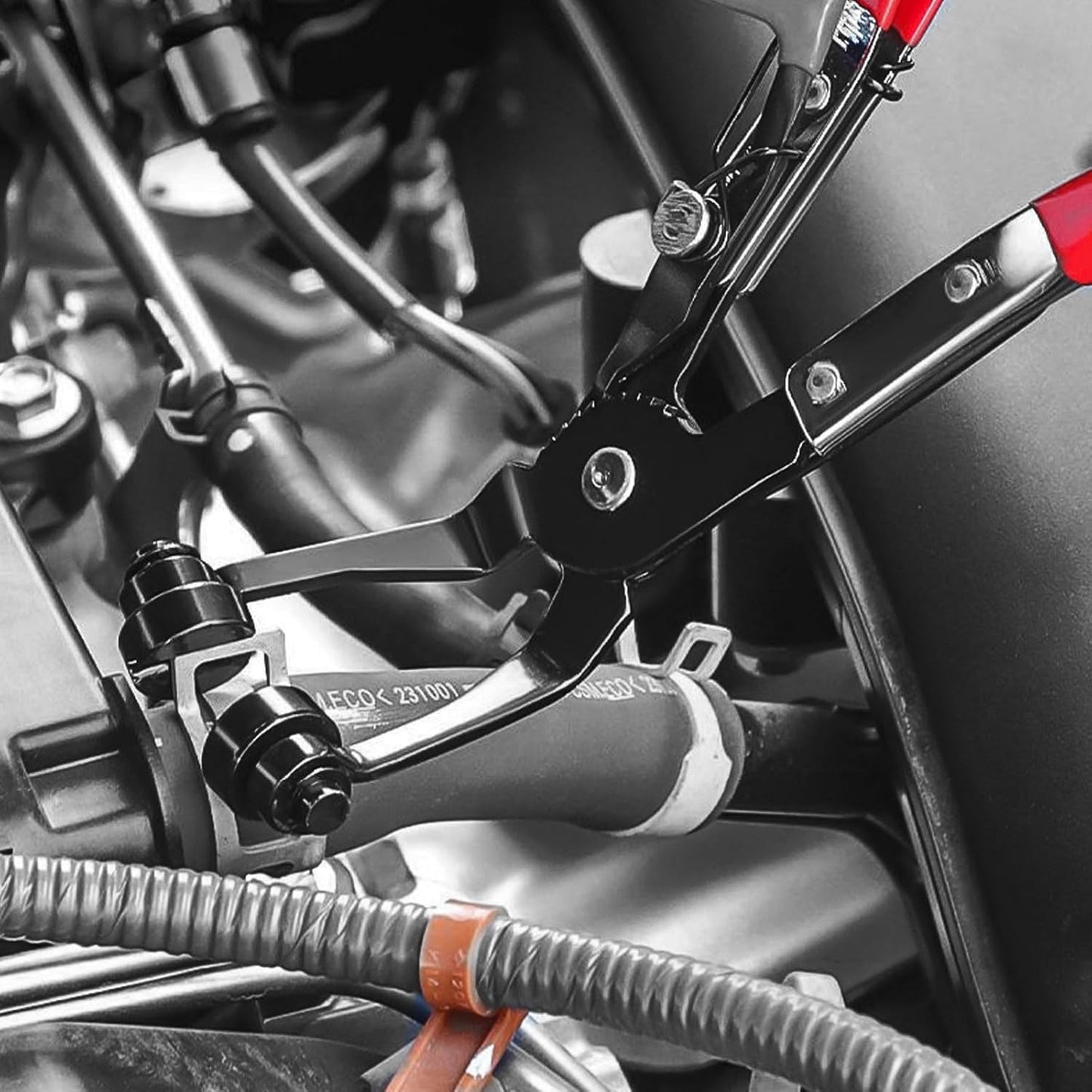 9PCS Hose Clamp Pliers Set with Reach Cable, Swivel Jaw Tools, Locking Flat Band