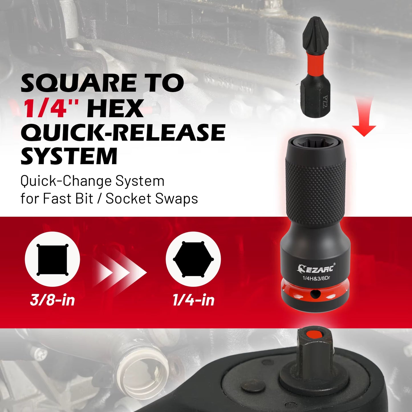 21Pcs Impact Socket Adapter Set - CR-MO Universal Swivel Socket Set & Impact Couplers, CR-V Reducers & Hex Extension Bits