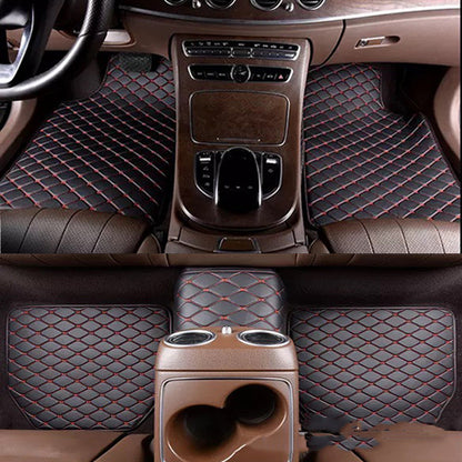 Luxury Quilted Leather Car Floor Mats – Full Coverage, Non-Slip, Universal Fit