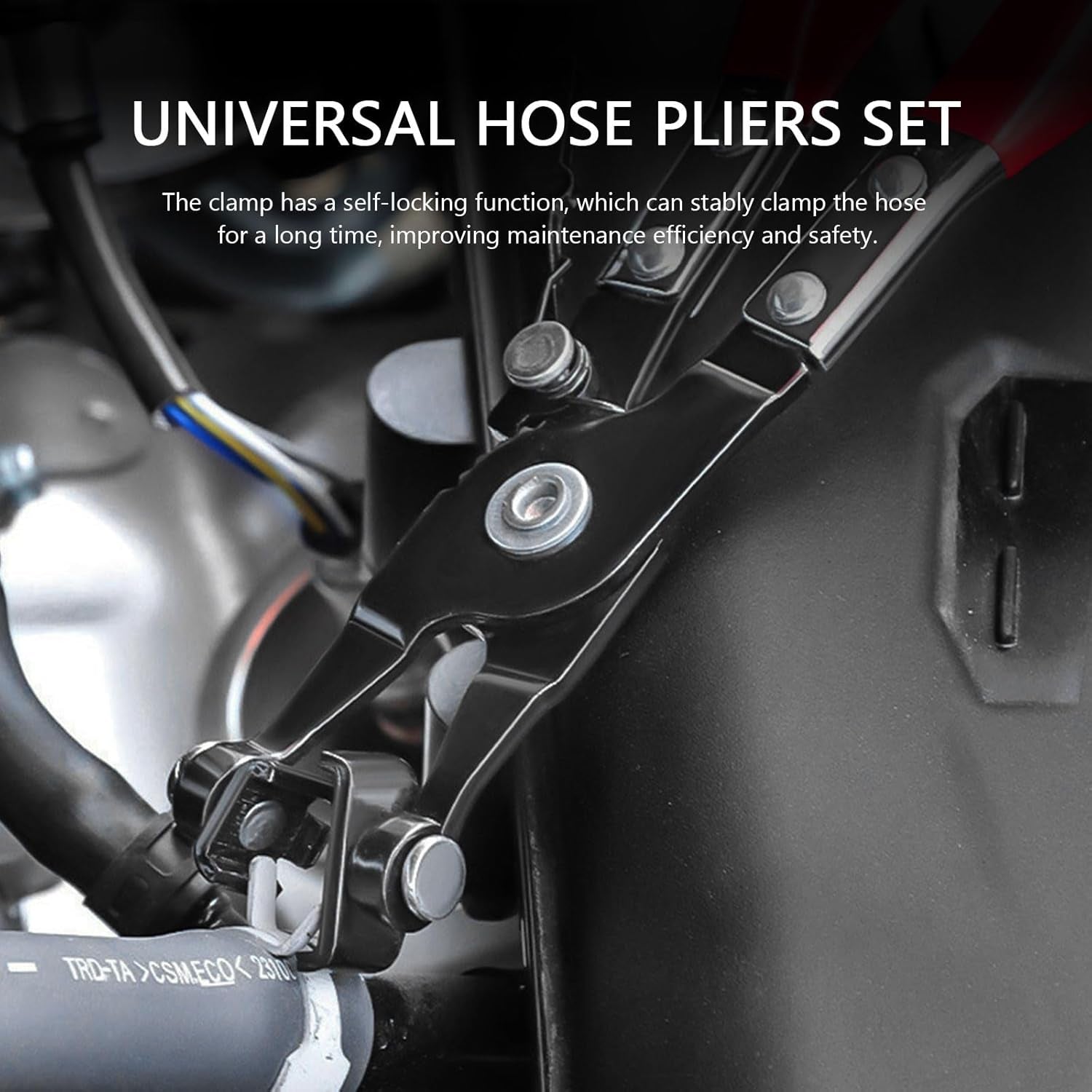 9PCS Hose Clamp Pliers Set with Reach Cable, Swivel Jaw Tools, Locking Flat Band