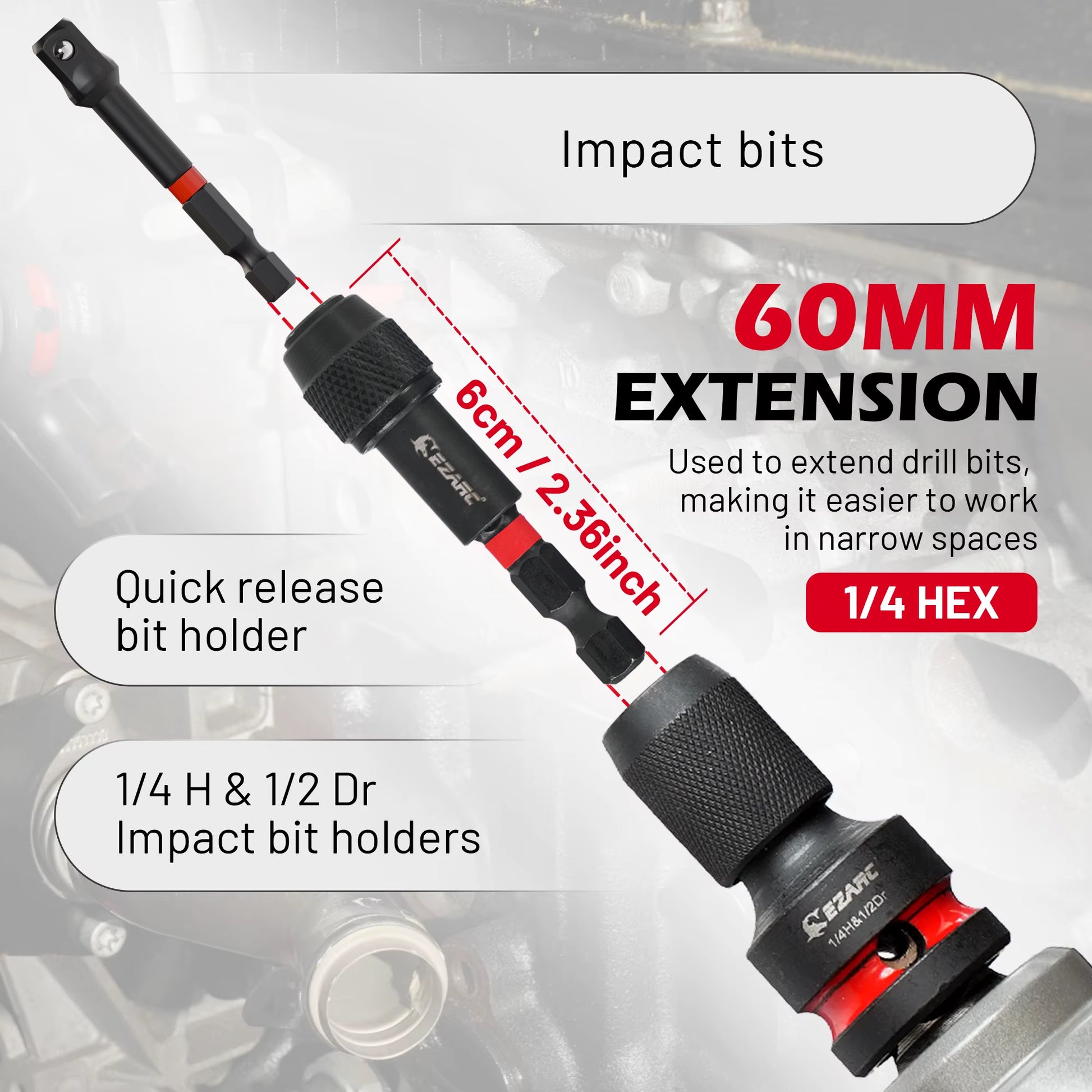 21Pcs Impact Socket Adapter Set - CR-MO Universal Swivel Socket Set & Impact Couplers, CR-V Reducers & Hex Extension Bits