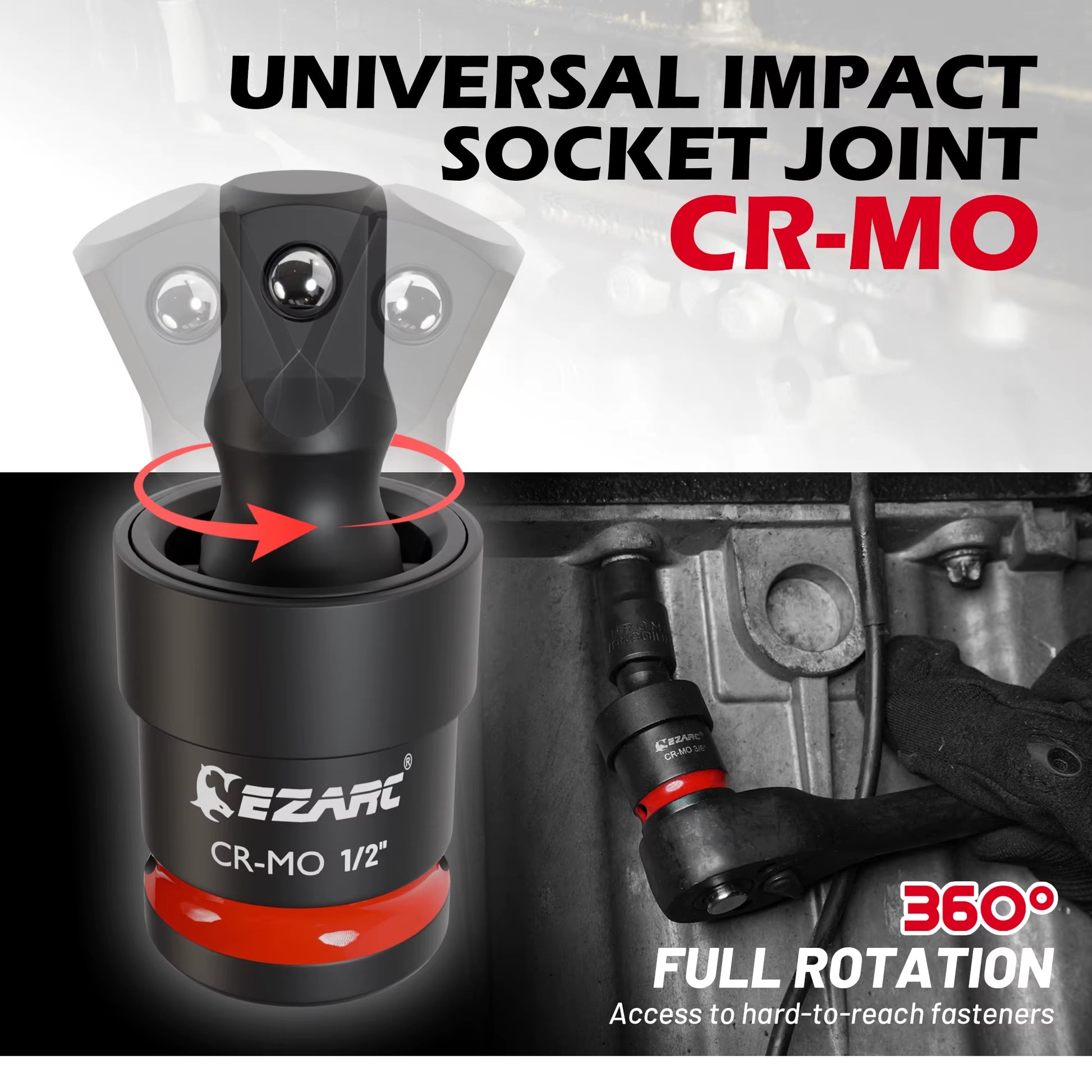 21Pcs Impact Socket Adapter Set - CR-MO Universal Swivel Socket Set & Impact Couplers, CR-V Reducers & Hex Extension Bits