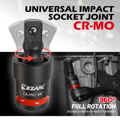 21Pcs Impact Socket Adapter Set - CR-MO Universal Swivel Socket Set & Impact Couplers, CR-V Reducers & Hex Extension Bits