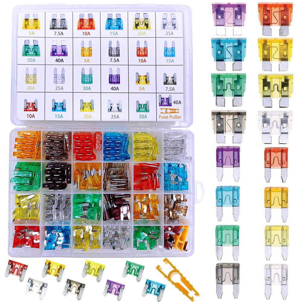 Automotive Car Fuses Kit - 272Pcs Auto Blade Fuse Assortment Set Standard & Mini & Low Profile Mini (5A/ 7.5A/ 10A/ 15A/ 20A/ 25A/ 30A/ 40A) Car Boat Truck SUV Automotive Replacement Fuses