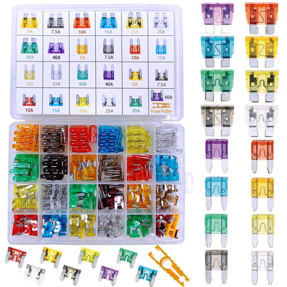 Automotive Car Fuses Kit - 272Pcs Auto Blade Fuse Assortment Set Standard & Mini & Low Profile Mini (5A/ 7.5A/ 10A/ 15A/ 20A/ 25A/ 30A/ 40A) Car Boat Truck SUV Automotive Replacement Fuses
