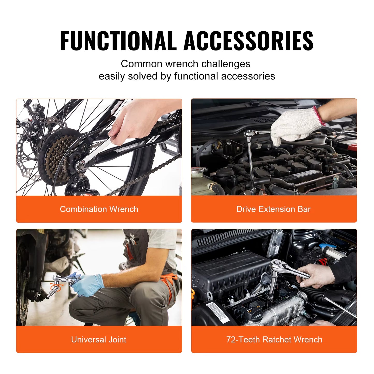 Mechanics Tool Set and Socket Set Deep and Standard Sockets 145/205 Pcs SAE and Metric Mechanic Tool Kit with Bits