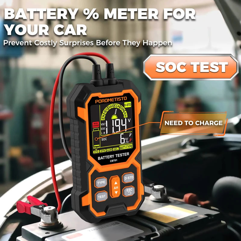 Smart Car Battery Tester 12/24V Digital Car Battery Capacity Tester Analyzer Auto Lead-Acid Batteries Diagnostic Battery Monitor