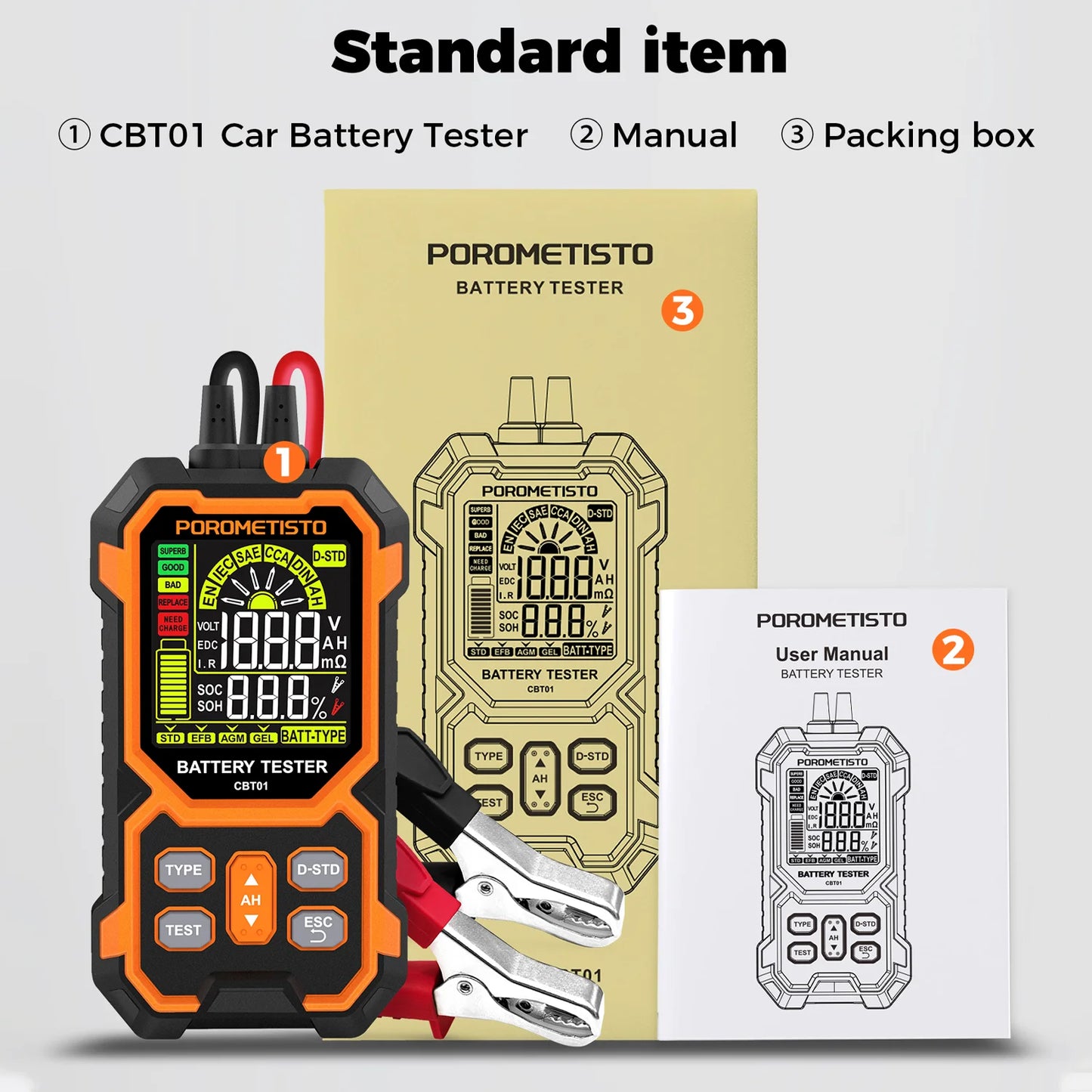 Smart Car Battery Tester 12/24V Digital Car Battery Capacity Tester Analyzer Auto Lead-Acid Batteries Diagnostic Battery Monitor
