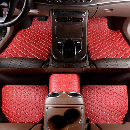 Luxury Quilted Leather Car Floor Mats – Full Coverage, Non-Slip, Universal Fit