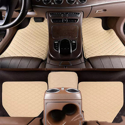 Luxury Quilted Leather Car Floor Mats – Full Coverage, Non-Slip, Universal Fit
