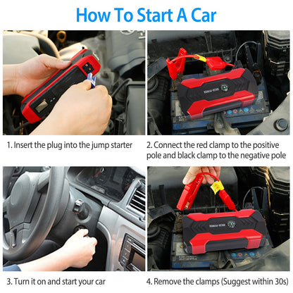Portable Car Jump Starter 800A – 28,000mAh Emergency Battery Booster with LED Light